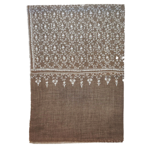 Diseño de bordado a mano estilo suzani de Cachemira, chales de pashmina suzani tradicionales de invierno hechos a mano, bordado a mano en cachemira pura. - Product Image 6