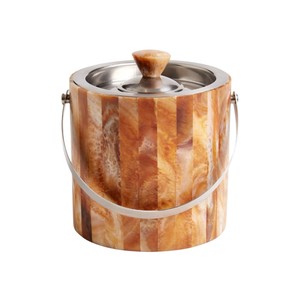 Custom Logo Round Wood <b>Ice</b> Bucket With Brass Handle Modern Insulated Beverage <b>Cooling</b> For Party Wedding Tableware Decor - Product Image 4