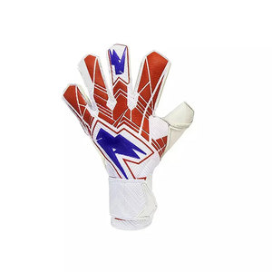 Gants de gardien de but de football personnalisés, doigts entièrement couverts, blanc et noir, en cuir, fermeture auto-agrippante, unisexe, respirants, antidérapants - Product Image 5