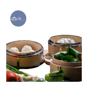 Panier vapeur en bambou naturel de qualité supérieure, le plus vendu, avec couvercle en verre intégré - Product Image 1