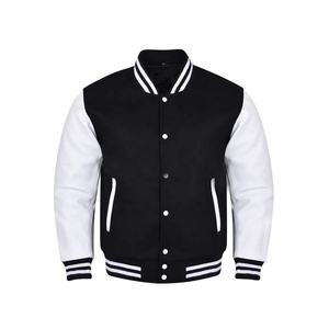 Veste de baseball pour homme en cuir avec logo personnalisé 2024, broderie noire, veste de couple, veste universitaire bleu clair - Product Image 5