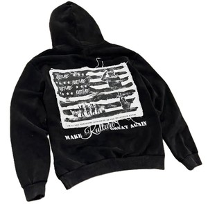 KULTURE Sweat à capuche oversize noir pour homme, style streetwear, en coton French Terry, avec logo imprimé sur le devant et poche, idéal pour l'automne - Product Image 2