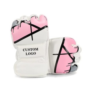 Guantes de MMA Rosas con Logotipo Personalizado, Guantes de Grappling, Guantes Profesionales de Artes Marciales para Sparring, Entrenamiento de Boxeo con Palma Abierta para Mujer - Product Image 1