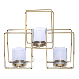 Portavelas de Hierro Hecho a Mano, Portavelas de Estilo Moderno con Acabado Dorado para Decoración de Salas de Estar y Hoteles - Product Image 1