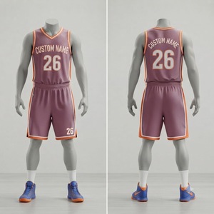 Uniforme de Baloncesto Personalizado en Morado y Naranja, Conjunto de Camiseta y Pantalones Cortos, Malla Transpirable, Ropa Deportiva para Equipos, Fabricante Mayorista - Product Image 1