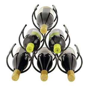 Moderno y Elegante Soporte de Metal para Botellas de Vino, Diseño Redondo con Acabado Negro para Encimera, Capacidad para 6 Botellas - Product Image 1