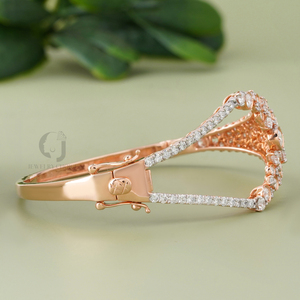 Elegant 14K Rose Gold Lab Made Diamond Bangle 3.62ct Round Cut <b>Bracelet</b> Timeless Beauty Fine Jewelry Women Yellow Gold Color - Product Image 3