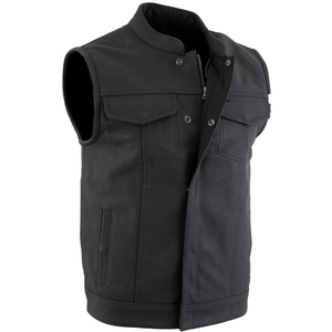 Chaleco de Motociclista Negro para Hombre, Cuello Alto, Cierre de Cremallera, Color Sólido, Prenda Exterior de Otoño, Corte Regular - Product Image 6