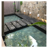 Baldosas de Zeolita Natural Verde Ranuradas para Piscinas, Tamaño 100x100mm, para Uso Exterior, Sukabumi, Indonesia