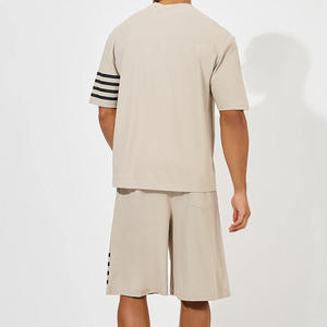 Ensemble T-shirt et short pour homme, couleur unie, sport, mode été, manches courtes, T-shirts surdimensionnés avec logo personnalisé - Product Image 2