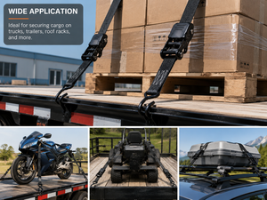 Correa de Amarre con Trinquete de 25 mm, Cinta de Poliéster de Alta Tenacidad, Resistencia a la Rotura de 800 kg, Ganchos J/S, Certificación CE, para Carga Pesada - Product Image 2