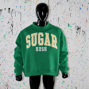 Suéter de cuello alto personalizado con letras griegas Green Sugar Rush, ropa para hermandades y fraternidades, ropa universitaria, OEM ODM - Product Image 1