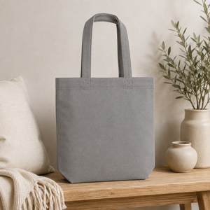 Sac fourre-tout en toile de coton recyclé avec poche intérieure 225 GSM Gris Sac de shopping promotionnel avec logo personnalisé Vente en gros OEM ODM Exportateur - Product Image 3