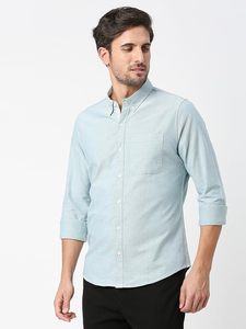 Chemise décontractée pour homme, coupe slim, 100% coton, col boutonné et manches longues - Product Image 3