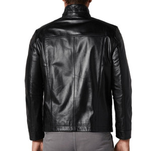 100% Leather <b>Material</b> Autumn Solid <b>Denim</b> Full Sleeves Premium Quality Men's Waterproof Windproof Street Wear Style Leather - Product Image 2