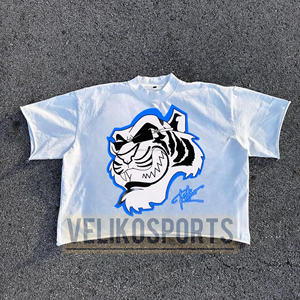 Camiseta de gran tamaño de ropa de calle de algodón, camiseta de peso pesado con serigrafía de alta calidad hecha a medida para hombres, estilo holgado - Product Image 5