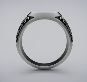 Luxury 925 Sterling Silver Tree Pattern <b>Ring</b> Black Enamel <b>Men</b>’s Bold Statement Signet Jewelry <b>for</b> Wholesale - Product Image 4