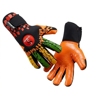 Elite Professional Hybrid Goalkeeper Gloves Orange palm With <b>Black</b> 4mm Contact Latex High Grip Soccer Goalie Gloves Hook Loop - Product Image 1