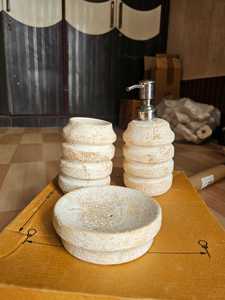 Distributeur de savon élégant en céramique 500 ml pour lavabo, évier de cuisine, organisateur de lotion et désinfectant - Product Image 6