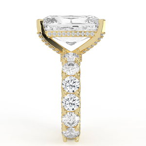 Solid Yellow Gold Lab Grown Diamond <b>Ring</b> V Shape Chevron Row Parallel Ribbed Gold Textured Curved <b>Stacking</b> Wedding Jewelry - Product Image 5