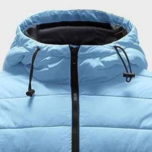 Chaqueta Acolchada Azul Claro para Hombre, Manga Larga, Resistente al Viento, Gruesa, de Poliéster, Informal, para Invierno, con Forro Polar de Color Sólido - Product Image 3