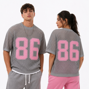 เสื้อเจอร์ซีย์ถักตาข่ายแบบยูนิเซ็กซ์ แขนสั้น ระบายอากาศดี แฟชั่นฤดูร้อน เสื้อลำลอง สตรีทแวร์ เสื้อกีฬาถัก OEM ODM - Product Image 2