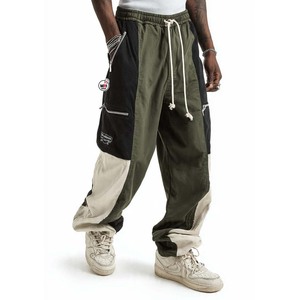 Mens Flare Pants <b>Elastic</b> <b>Waist</b> Drawstring Color Blocked Fashion Side Pockets Breathable Knitted Fabric Casual Style Autumn Wear - Product Image 6