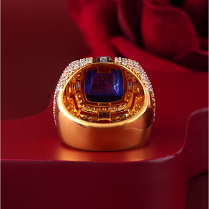14K Gold Blue Sapphire Cocktail <b>Ring</b> Cushion Cut Statement Fashion <b>Ring</b> with Prong Setting Resizable for Women <b>Fine</b> Jewelry Gift - Product Image 4