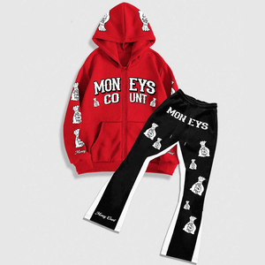 Conjunto de chándal deportivo de diseño personalizado para hombre, ropa de entrenamiento de gimnasio, traje atlético de fitness, traje de dos piezas, chaqueta con cremallera y pantalones, ropa - Product Image 1