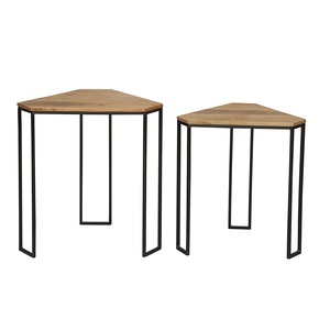 Modern Metal <b>Nesting</b> <b>Table</b> With Wooden Top Stylish Space Saving Living Room Furniture Set - Product Image 2