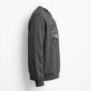 Sweat-shirt à col rond pour homme, imprimé géométrique loup, gris foncé, en molleton de coton, manches longues, pull décontracté, vêtements streetwear - Product Image 3