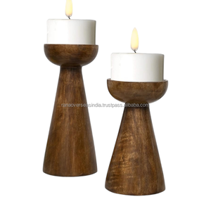 Porte-bougie en bois naturel fait main, écologique et durable, support décoratif pour bougie, centre de table pour la maison, mariage, dîner - Product Image 1