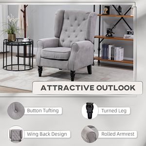 Poltrona Club in Tessuto Grigio Trapuntato con Funzione Girevole, Cuscino Rimovibile e Gambe in Legno per Uso Relax, Design Moderno per Tappeti - Product Image 4