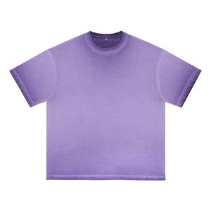 T-shirt oversize violet uni à effet délavé, longueur standard, style uni teint, jersey respirant uni teint - Product Image 5