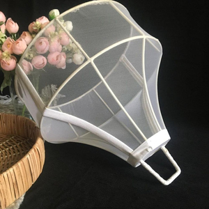 Bandeja de ratán tejida a mano para chocolate con cubierta de lino transpirable, elegante carpa plegable para alimentos, ideal para exhibición de postres en bodas y hoteles. - Product Image 6