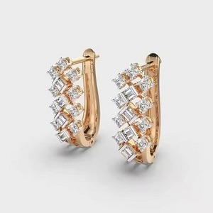 New Indian Manufactured Luxury Moissanite Diamond <b>Earrings</b> for Women's Certified Sustainable Fine Available For Sale - Product Image 1