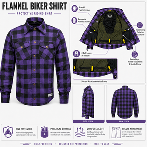 Chemise de motard en flanelle IRONXALES, manches longues, avec doublure en aramide et poches intérieures pour protections amovibles. - Product Image 1