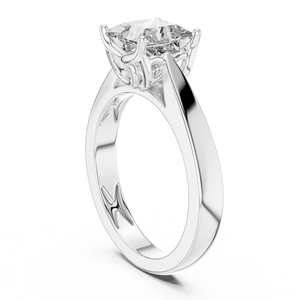 Bague de fiançailles minimaliste en or blanc 18 carats plaqué rhodium avec diamant de laboratoire taille princesse 1,5 carat, idéale pour la Saint-Valentin et les soirées de gala - Product Image 2
