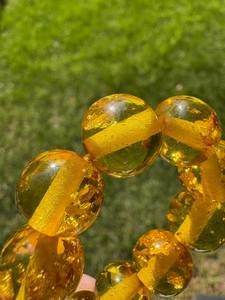 Tasbih de Resina Amarilla con Escamas Plateadas, Ecológico, Pintado a Mano, 33 Cuentas, para Oración - Product Image 5