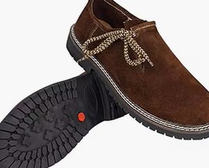 Chaussures décontractées pour hommes en cuir véritable marron, légères et confortables, à lacets, pour la marche et le travail. - Product Image 1