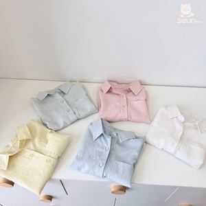 Camisa de Lino de Manga Larga para Niños SeunKids, Suave, Transpirable, Tejida, Informal, Hecha en Vietnam - Product Image 4