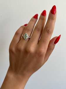 Bague Halo Classique en Moissanite Vert Vif Taille Poire Fantaisie, en Argent Sterling 925 Original, Cadeau d'Anniversaire ou de Fête pour Amis - Product Image 2