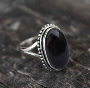 Natural Black Onyx Punk <b>Ring</b> <b>925</b> Sterling <b>Silver</b> Handmade Gemstone Statement <b>Ring</b> for Men Women - Product Image 2