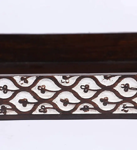 Handcrafted Wooden Serving <b>Tray</b> with Bone Inlay Border Design Decorative Coffee <b>Breakfast</b> <b>Tray</b> with Cutout Handles - Product Image 4