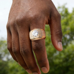 <b>Iced</b> Out Chunky Dome Engagement <b>Ring</b> Hip Hop Baguette & Round Cut Moissanite Diamond Statement <b>Ring</b> Unisex Streetwear Jewelry - Product Image 6