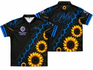 เสื้อยืดแขนสั้นผู้ชายสีดำลายดอกทานตะวันแบบถัก ยี่ห้อ Custom Dart Pulse ผ้ากันยับ แห้งเร็ว ดีไซน์สปอร์ต - Product Image 4