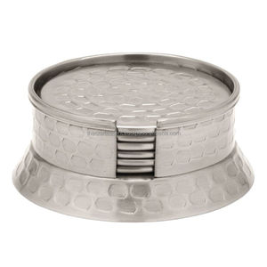 Ensemble de 4 sous-verres en laiton de haute qualité support argent fini vaisselle faite à la main conception carrée vierge sous-verre de sublimation de mariage - Product Image 1