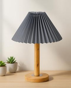 Lampe de table LED scandinave moderne en bois plissé pour chambre à coucher, chevet, bureau, avec éclairage ambiant chaud - Product Image 3