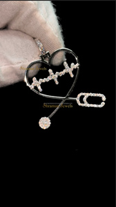 Collier élégant en or blanc massif 10 carats, serti de diamants, personnalisé, en forme de cœur, stéthoscope, collier de luxe, pendentifs délicats uniques, charmes en moissanite - Product Image 2