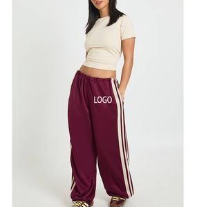 Pantalones Deportivos de Alta Calidad, 400GSM, Lisos, Gruesos, con Cordón Elástico, Estilo Urbano para Mujer, Holgados, con Franja Lateral, de Algodón y Felpa - Product Image 1